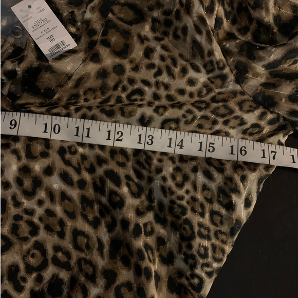 WHBM Dress NWT Women's Size 00 Soft Leopard Blouson Sheer Mob Wife Midi-Length - Picture 5 of 6